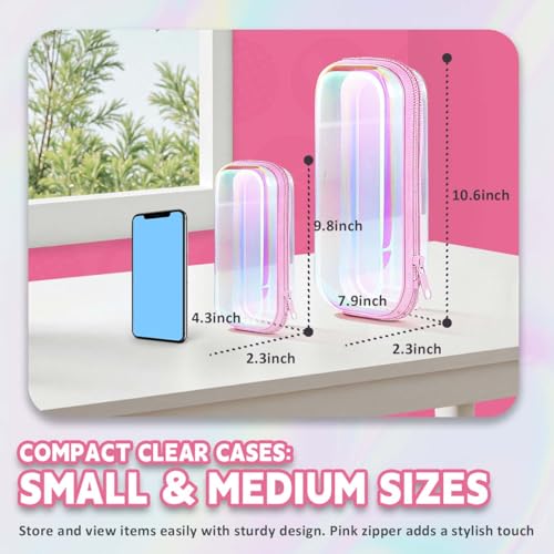 Clear Hard Shell Zipper Case - Water Resistant Toiletry Bag, Cosmetic Organizer for Bathroom, Travel Essentials Organizer Bins for Building Blocks, Makeup, Cables, Art Supplies