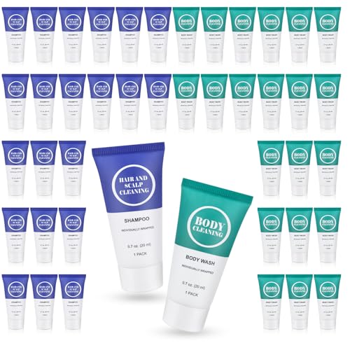 Travel Size Shampoo and Body Wash Set, Small Trial Hair Shampoo Sample Shower Gel Kit Mini Toiletries Amenities Set for Men and Women, Cleansing for Hotel/Vacation/Homeless 0.7 oz/20 ml (200 Pack)