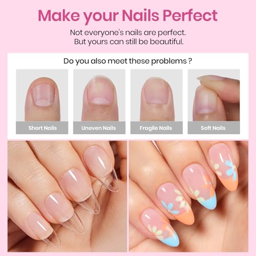 Beetles Almond Gel Nail Tips - 384pcs Pre-Etched Medium Set
