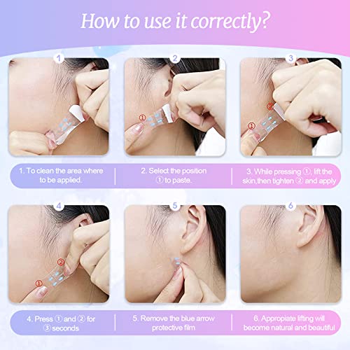 Face Tape Lifting Invisible, Face Lift Tape 152Pcs, Neck Facelift Strips Invisible Use Before Makeup, Instant V-shaped Lifter Face-lift Sticker for Lifting Sagging Skin Wrinkle Double Chin Jowls Eyes
