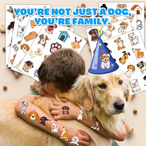 96-Piece Puppy Temporary Tattoos for Kids - Pre-Cut