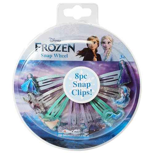 LUV HER Frozen Hair Clips for Girls Snap Clips 8 Pack Multi Color Ages 3+