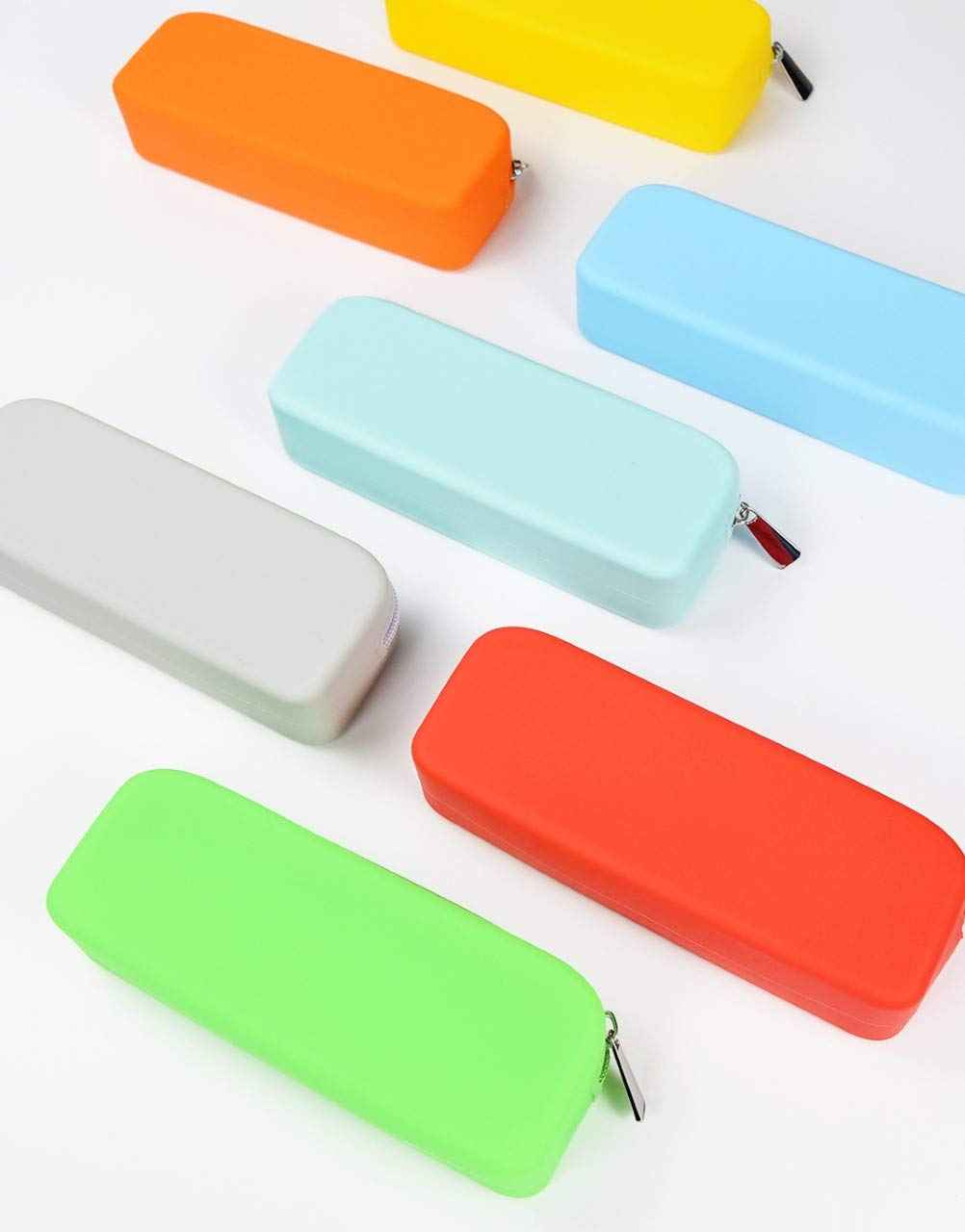 Gorgcase Silicone Pen Pencil Bag case with Zipper, Water Leak Resistant,Toiletry Essentials Holder, Cosmetic Pouch Organizer Drop kit for Personal Items,School,Gift,Kid,Teen, Student, Red