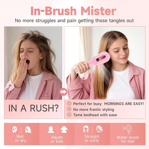 2-in-1 Hair Brush with Water Spray for Easy Detangling