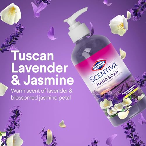 Clorox Scentiva Liquid Hand Soap, Tuscan Lavender & Jasmine Scent - Bleach-Free Scented Hand Hand Wash with Aloe Vera & Provitamin B5 for Kitchen or Bathroom, 14 Fl Oz - 2 Pack