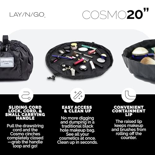 Lay-n-Go Cosmo Drawstring Makeup Bag Organizer – 20" Black