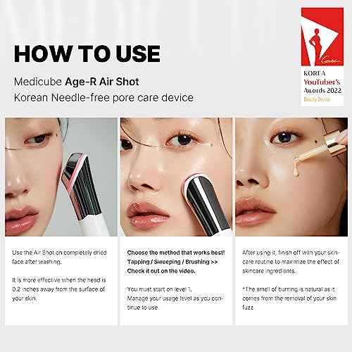 Medicube Age-R ATS Air Shot - Microneedling Pore Tightening Skin Care Device for Enhanced Absorption, Pore Refinement, and Smoother Skin Texture - Exfoliation, Skin Rejuvenation - Korean Skin Care