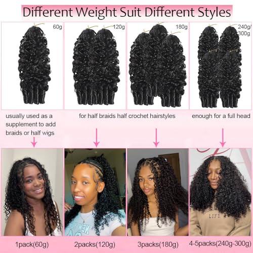 Burmese Curly Crochet Hair Extensions for Black Women - 180g, 16 Inch