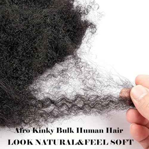 Afro Kinkys Bulk Human Hair for Dreadlock Extensions 10 Inches 30 Gram Natural Black Loc Repair Afro Kinky Braiding Human Hair for Locs (10 Inch 3 Bundles/Package)