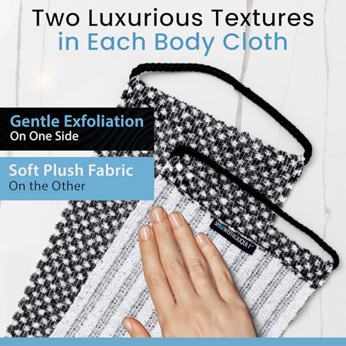 Japanese Exfoliating Washcloth for Back & Body - Charcoal & Silver Ion Exfoliating Towel - Two-Sided Gentle Exfoliation