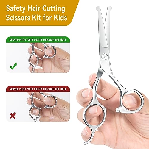 6.1 inch Kids Hair Cutting Scissors Safety Rounded Tips Haircut Scissors, K KaCaKaCa Professional Safe Hair Cutting Shears for Baby, Toddler, Children, Women and Men, Barber, Salon and Home Use