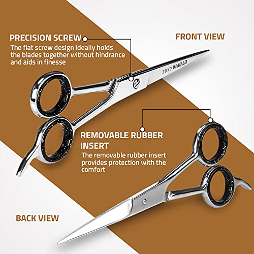 Utopia Care Sharp Hair Cutting Scissors Professional Barber Scissors 6.5 Inch, Left Handed Shears Hair Scissors for Women Kids Men Grooming Shears Scissors, Barber Shears Haircut Scissors, Silver