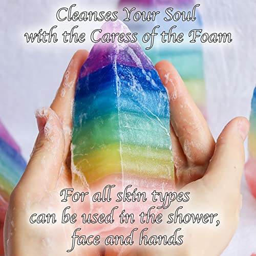 Crystal Chakra Soap Rock - Soap Bar - Jasmine Essential Oil Fragance - Natural Gemstones - Healing Energy - Fancy RockSoap - Moisturizing Skin - Scented Soap Gift for Women and Men