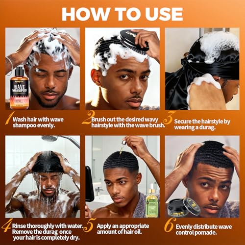 Men's 360 Wave Grooming Kit with Brushes, Durags, Wave Pomade & Oil
