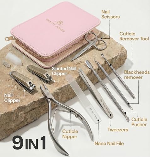 9-in-1 Professional Manicure Pedicure Set - Stainless Steel Tools