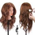 18" Human Hair Mannequin Head with Clamp for Hairstyling Practice