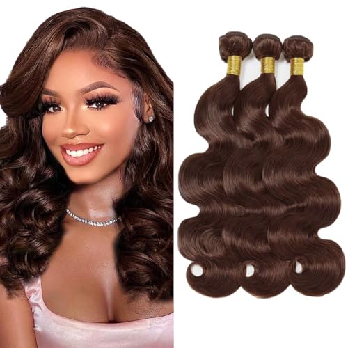 #4 Brown Body Wave Hair Bundles 14 16 18 Inch