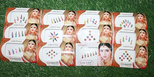 12 Combo Bindi Packs - Multicolor Face Jewels Stickers