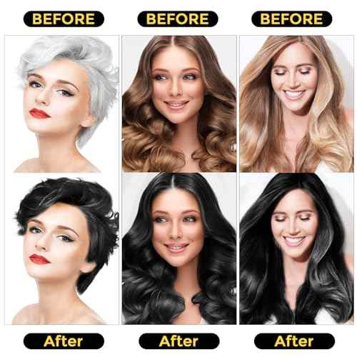 Hair Dye Shampoo 3 in 1 for Gray Hair, Herbal Ingredients Natural Shampoo Hair Dye for Women Men (Black)