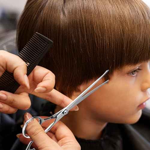 Hair Cutting Scissors Thinning Shears Set for Kids, Fcysy 6 in Children Safety Round Tip Haircut Shears Kit, Stainless Steel Hair Cutting Tools for Toddlers, Boys & Girls Home Use Grooming
