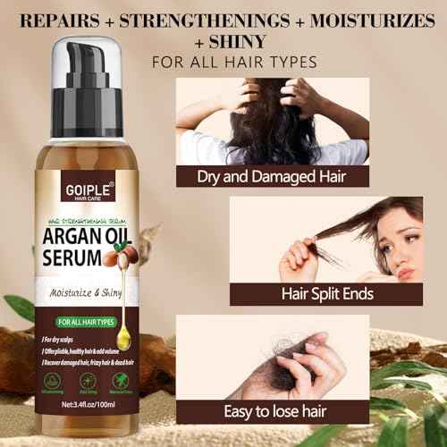 Argan Protein Hair Oil Serum Argan Oil Styling & Moisturizing Oil - Anti Frizz Control Nourishes & Repair Argan Oil for Dry Damaged Hair & Sclap Heat Protectant Serum for Shine Prevent Hair Burns