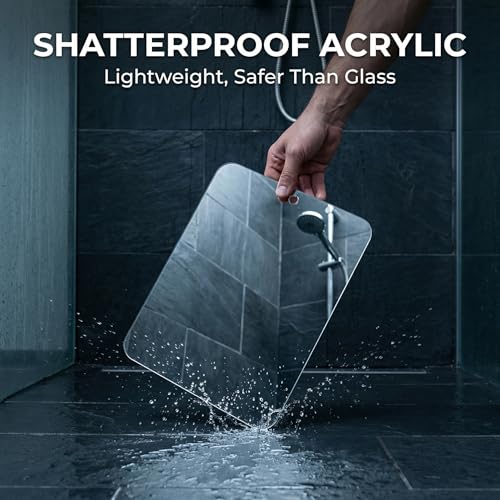 Fogless Shower Mirror for Shaving with Adhesive Hook - Acrylic