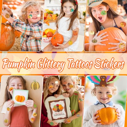 96pc Glitter Pumpkin Temporary Tattoos Fall Party Decor