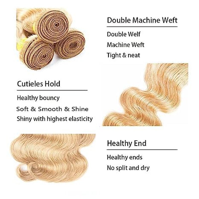 24" 613 Body Wave Human Hair Bundles - Honey Blonde Mix