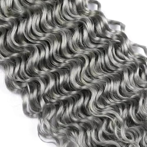 GtaiiReu Grey Deep Wave Human Hair Bundles 24-28 Inch - Unprocessed Brazilian Virgin Hair - 3 Bundles