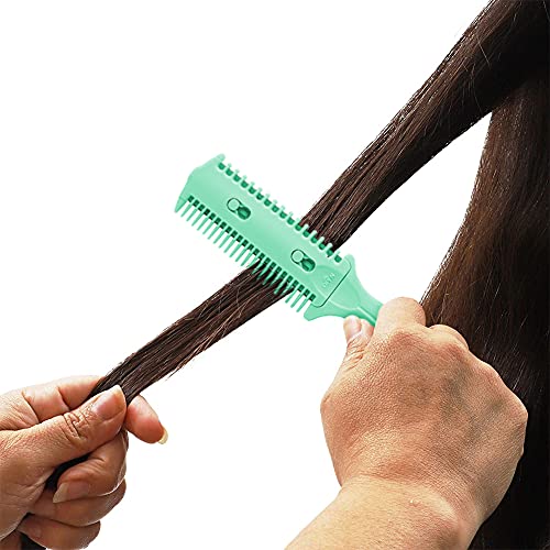 Green Double-Ended Haircut Razor Comb Set - Styling & Split Ends Trimmer, 3 Pack