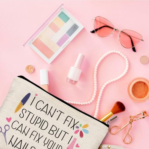 Nail Tech Gifts for Women Makeup Bag, Nail Tech Supplies, Gifts for Nail Technicians, Nail Lovers, Nail Tech Cosmetic Bag Toiletry Bag, Nail Artist Gifts, Manicurist Beautician Gifts