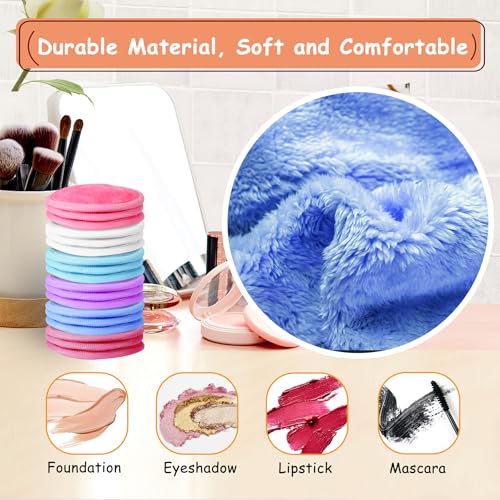 NUGILLA Reusable Makeup Remover Pads - 18-Pack Microfiber Facial Rounds with Mesh Bag