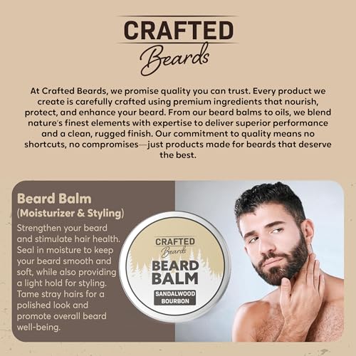 Beard Balm - Sandalwood Bourbon - 2oz Tin - Beard Wax - Light Hold - (SB)