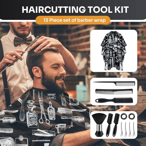 Barber Cape 63" x 55" with Neck Duster Brush Adjustable