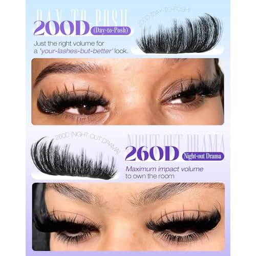 Fluffy Lash Clusters with Spikes 200D+260D Manga Volume Eyelash Clusters 12-22mm Long Cluster Eyelash Extensions D Curl Cluster Lashes Wispy Individual Lashes Clusters by Delyneph