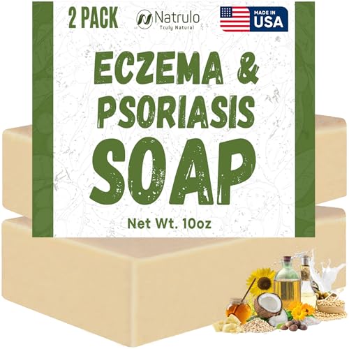 Eczema Soap Bar for Face and Body ? All Natural Dermatitis, Psoriasis Treatment for Dry Itchy Sensitive Skin Relief ? Gentle Detoxifying, Healing, Anti-Itch, Oatmeal Goat Milk Wash for Kids, & Adults