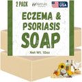 Eczema Soap Bar for Face and Body ? All Natural Dermatitis, Psoriasis Treatment for Dry Itchy Sensitive Skin Relief ? Gentle Detoxifying, Healing, Anti-Itch, Oatmeal Goat Milk Wash for Kids, & Adults