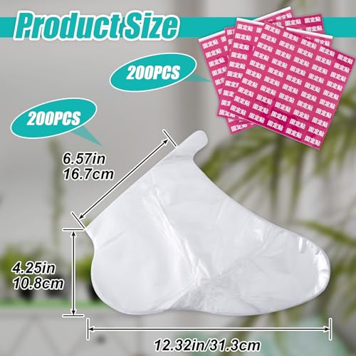Disposable Plastic Foot Covers for Paraffin Wax Bath & Pedicure (200 Pack)