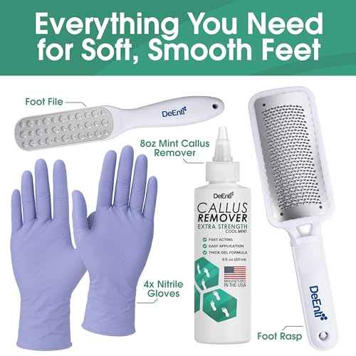 Callus Maintenance Pack, Bundle Includes Mint Scented Callus Remover, Metal Foot Rasp, Foot File, and 4 Pairs of Gloves, Salon Grade Foot Care, Home Manicure and Pedicure Kit