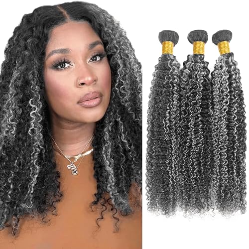 P1B Grey Kinky Curly Hair Bundles 14" Brazilian Virgin Remy