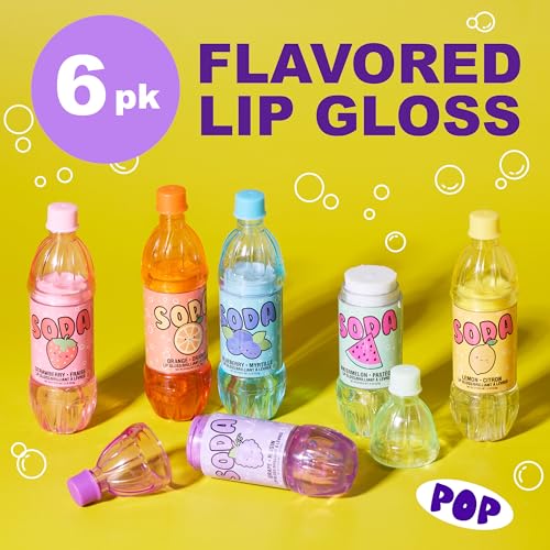 6pc Soda Pop Lip Gloss Set - Fruit Flavored, Hydrating