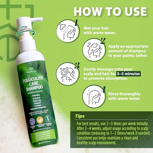 Recuren Plus Folliculitis & Scalp Treatment Shampoo - Anti-Fungal, Soothing, Sulfate-Free