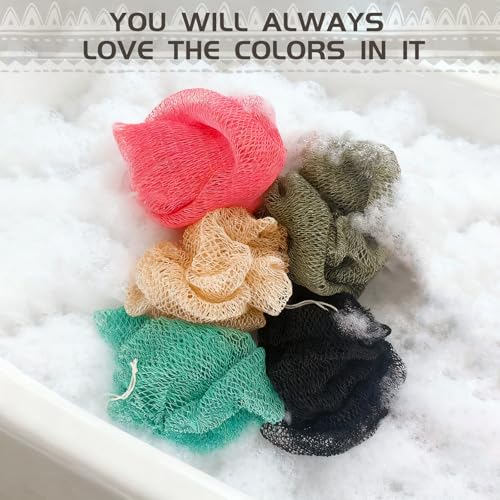 African Net Loofah Exfoliating Body Scrubber Bath Sponge for Shower - Rose Red