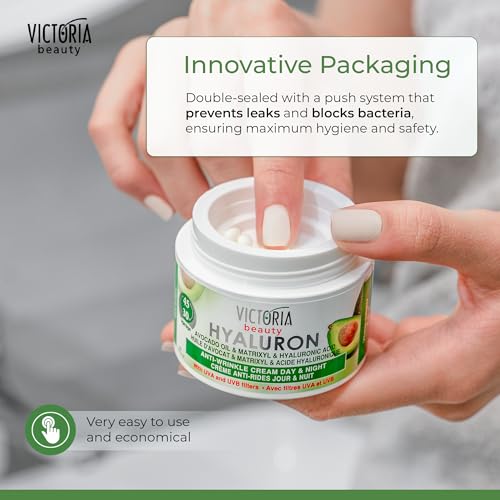 Hyaluron Anti-Wrinkle Cream with Avocado Oil - for Mature Skin (Age 30+) - Intensive Natural Cream for Day & Night With UV Filters