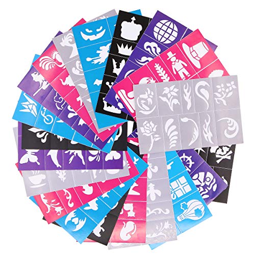 Reusable Face Paint Stencils Kit - 20 Pcs Tattoo Stencils