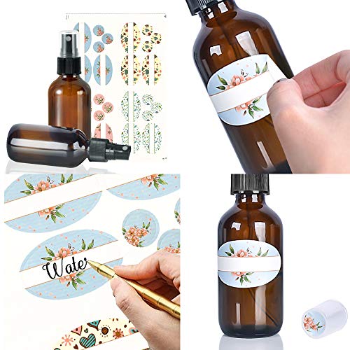 STARSIDE Amber Glass Spray Bottles 16-Pack 4oz with Fine Mist Sprayers & Dust Caps