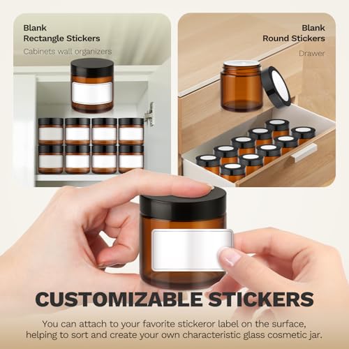 36 Pack 4 oz Amber Glass Jars with Lids | Extra-Thick