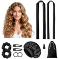 LitBear Black Heatless Curlers Set with Bonnet & Accessories for Long & Medium Hair