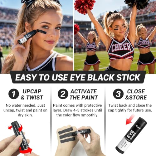 Eye Black Sticks for Sports - 16 Pack Waterproof Face Paint