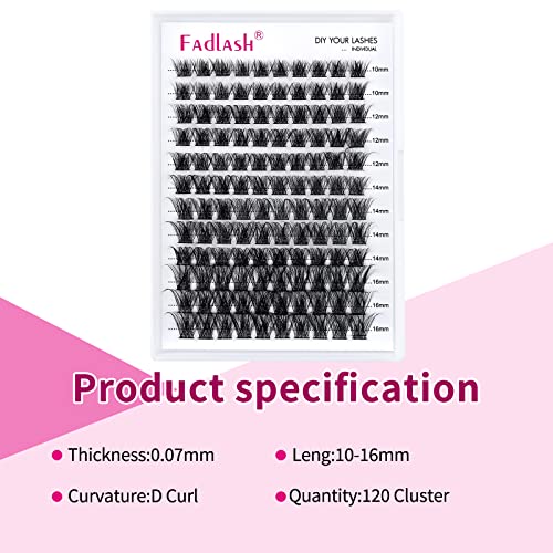 FADLASH 120pcs D Curl Cluster Lashes - Reusable Individual Eyelash Extensions
